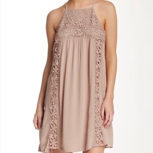 Socialite High Neck Mini Dress with Crochet Daisies